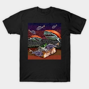 watercolor shark fish food fantasy T-Shirt